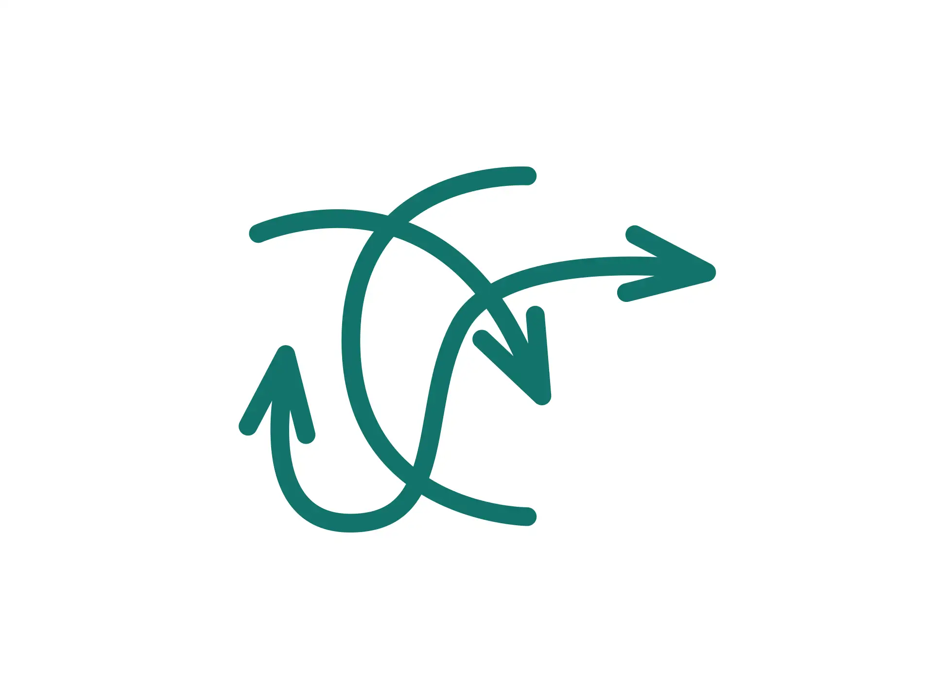 Et ikon, der viser pile i en cyklisk bevægelse.