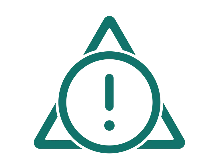 En trekant med et udråbstegn indeni, som er et almindeligt advarselssymbol.